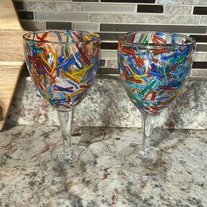Pier one Vintage confetti water goblets